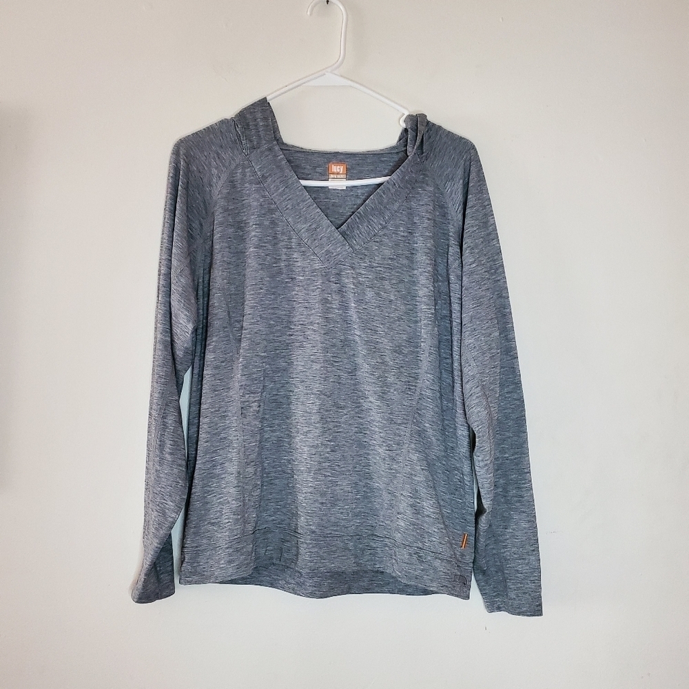 Womens Lucy Hooded Workout Athletic Top Size S Grey Athleisure Gym & Train
